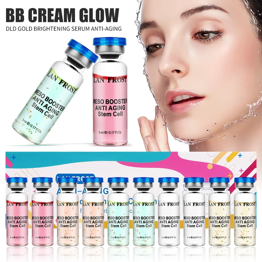 

New Hyaluronic Acid Essence Set BB Cream Glow Facial Anti-Aging Removal Wrinkle Serum Moisturizing Essence Skin Care 10Pcs/Box