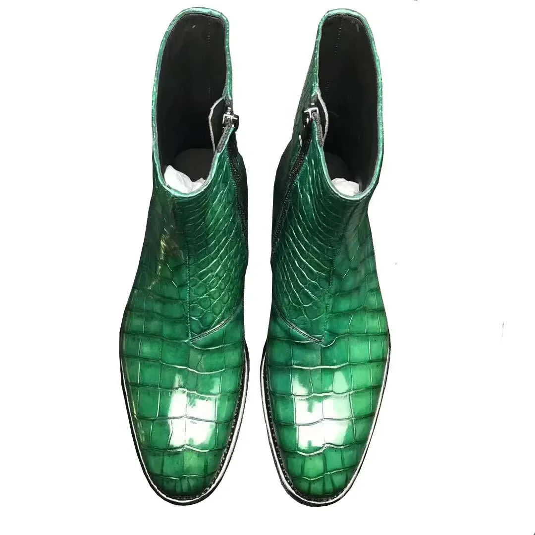 

chue new arrival men boots men boots male crocodile booots green spring fashion yongth shoes