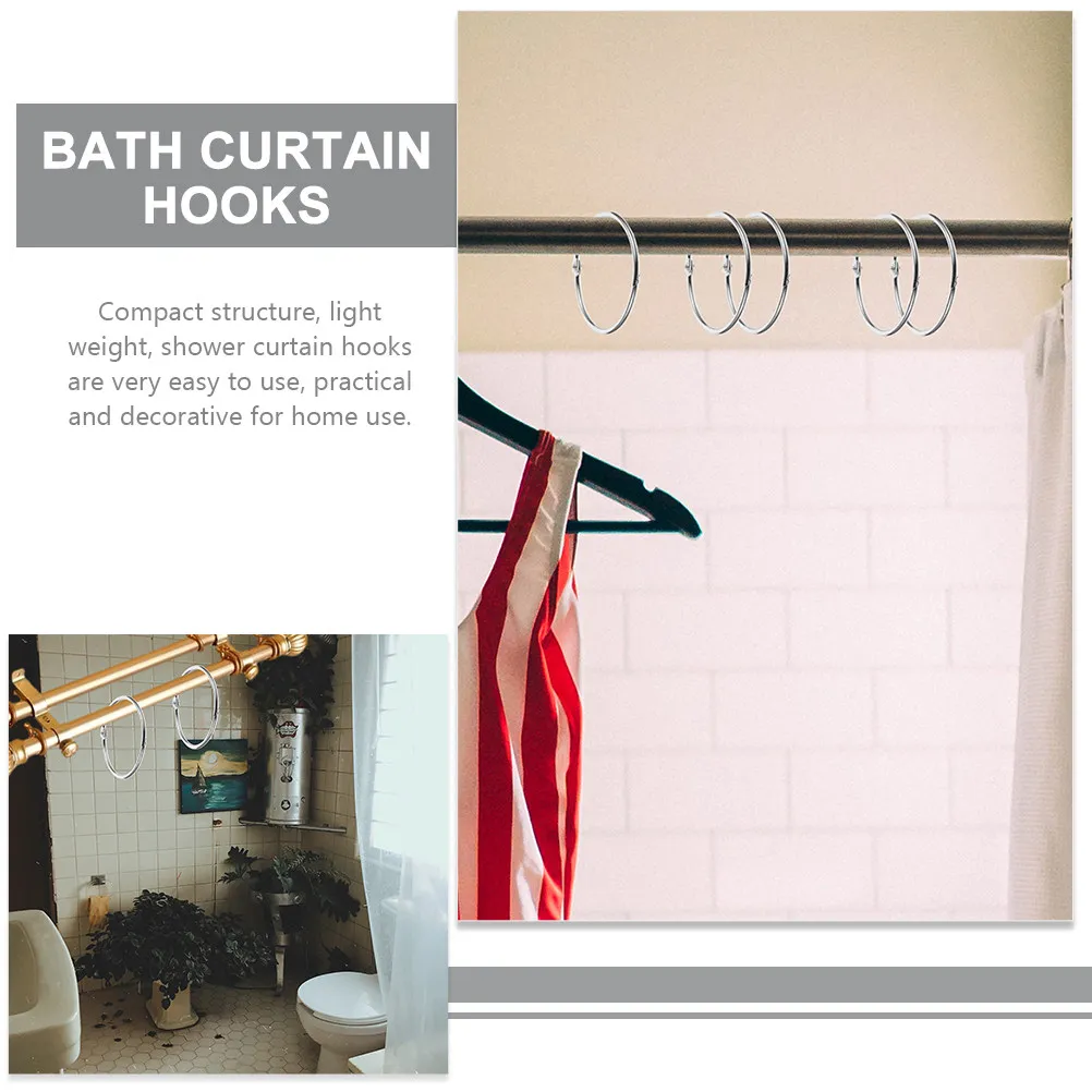 20Pcs Bathroom Shower Curtain Hooks Iron Curtain Ring Set Smooth Gliding Quiet Operation Classic Style Modern Home Use