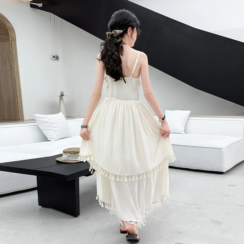 Autumn children's camisole dress summer girls' irregular fringed princess dress castle party parent-child dress women's skirt