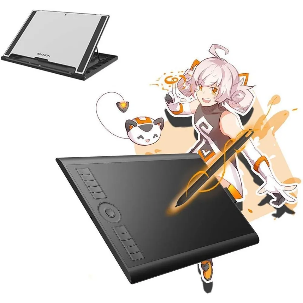 10 x 6.25" Large Drawing Tablet with Battery-Free Stylus and Tablet Stand