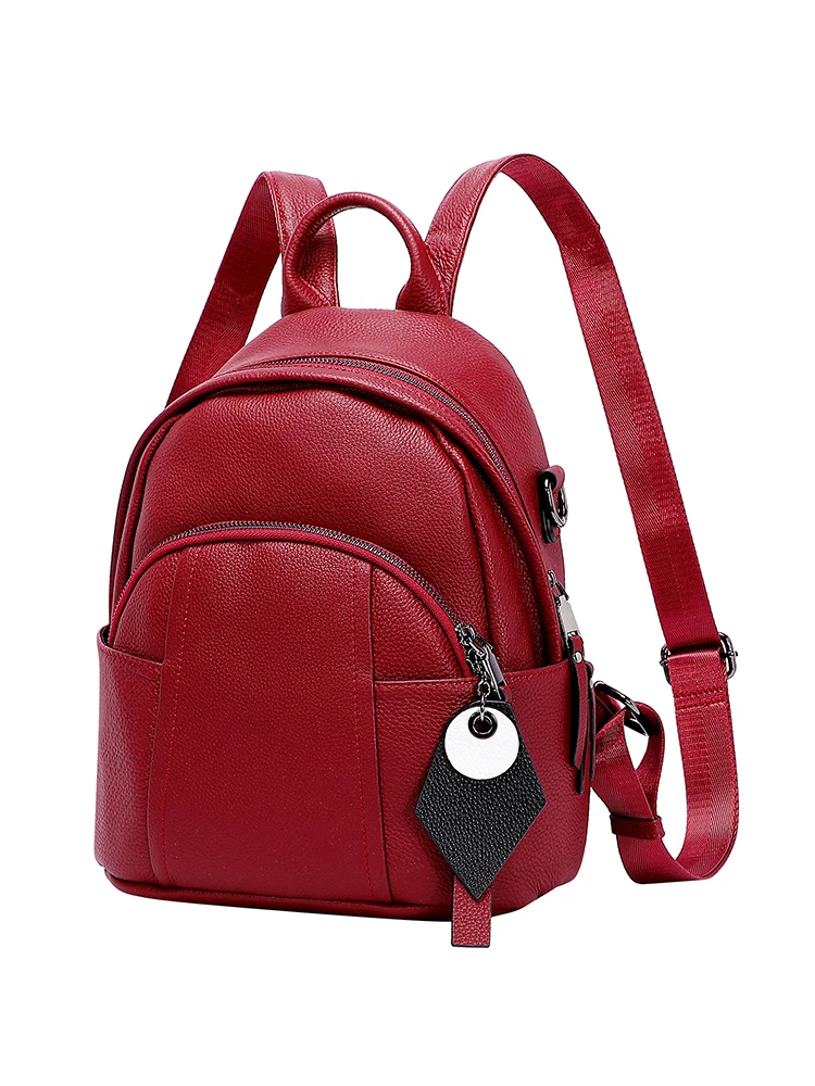 Doleesune genuíno couro feminino mochila conversível sacos de ombro estilo preppy pequena escola saco viagem senhoras