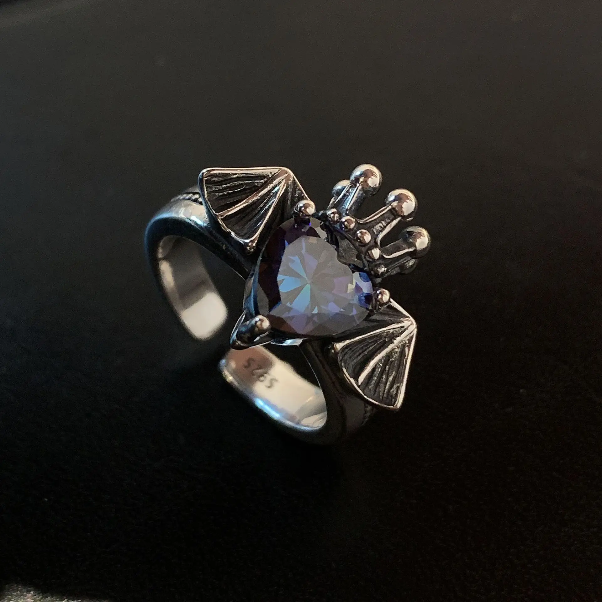 New Arrival Retro Crown Devil Shiny CZ Zircon Star Thai Silver Female Party Ring Jewelry For Women Never Fade Cheap Gifts