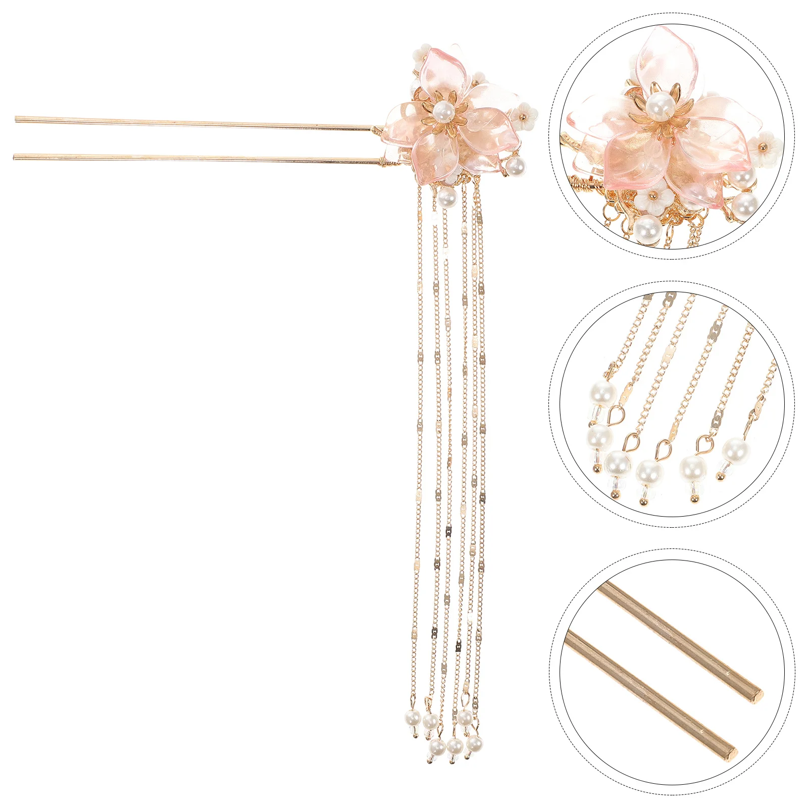 1 szt. Retro spinka do włosów z kwiatem, metalowa, z frędzlami, w stylu vintage, chińska ozdoba na głowę, precyzyjne wykonanie, gładkie krawędzie, do noszenia na co dzień.