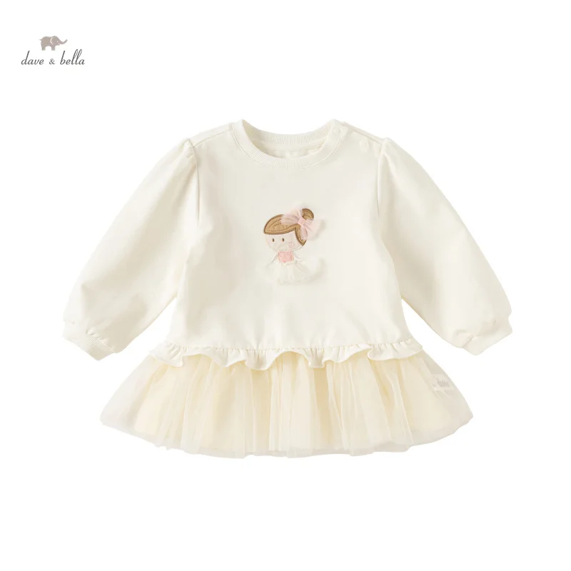 Dave Bella 2024 New Spring Girl's Baby Children Skirt Top Fashion Casual Sweet Lovely Gentle Mesh Outdoor Party DB1240225