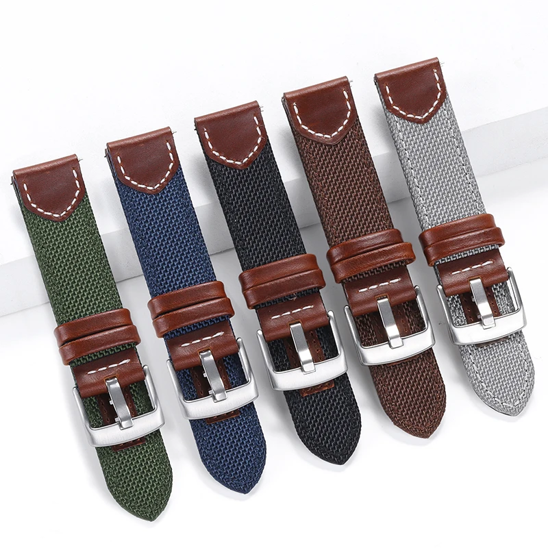 Schnellverschluss-Uhrenarmbänder aus Segeltuch, Nylonband für Samsung 20 mm, 22 mm, gebürstete Schnalle, geeignet für Smartwatch-Zubehör