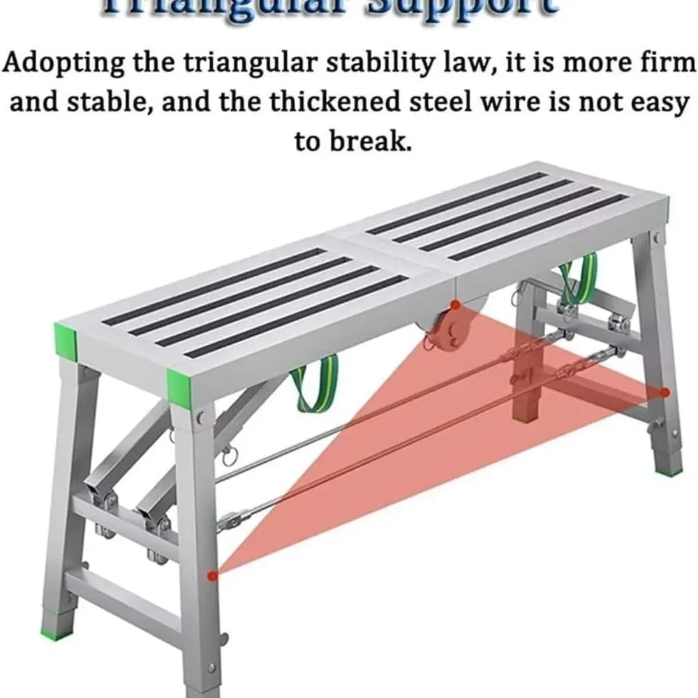 Steel Folding Work Ladder - Adjustable Scaffolding Step Platform, 800 lbs Load Capacity, 140x40 Color