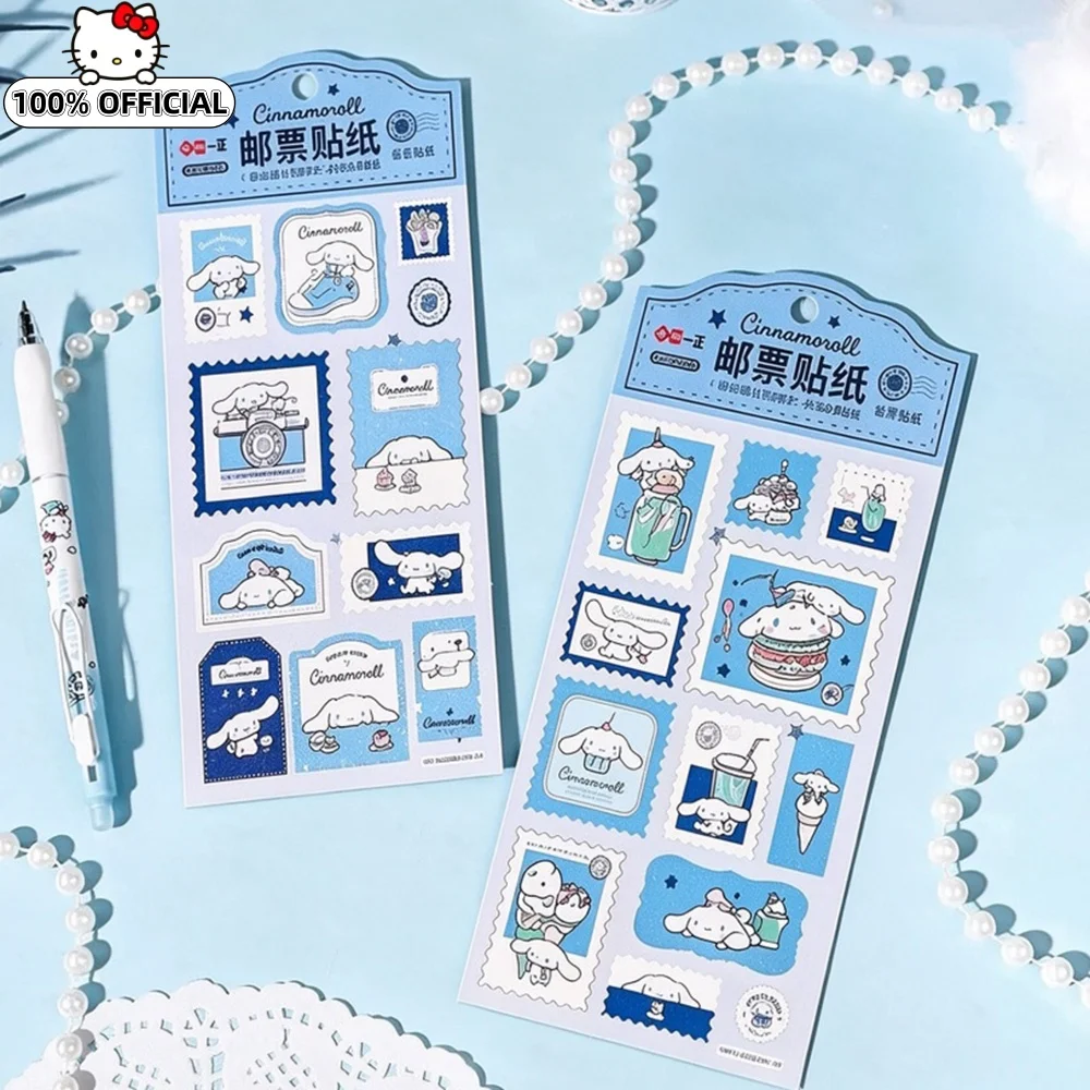 Genuine Sanrio Stamp Style Decor Stickers Kawaii Cinnamoroll Character Sticker For Crafts Planner Notebook Phone Case Decor Gift