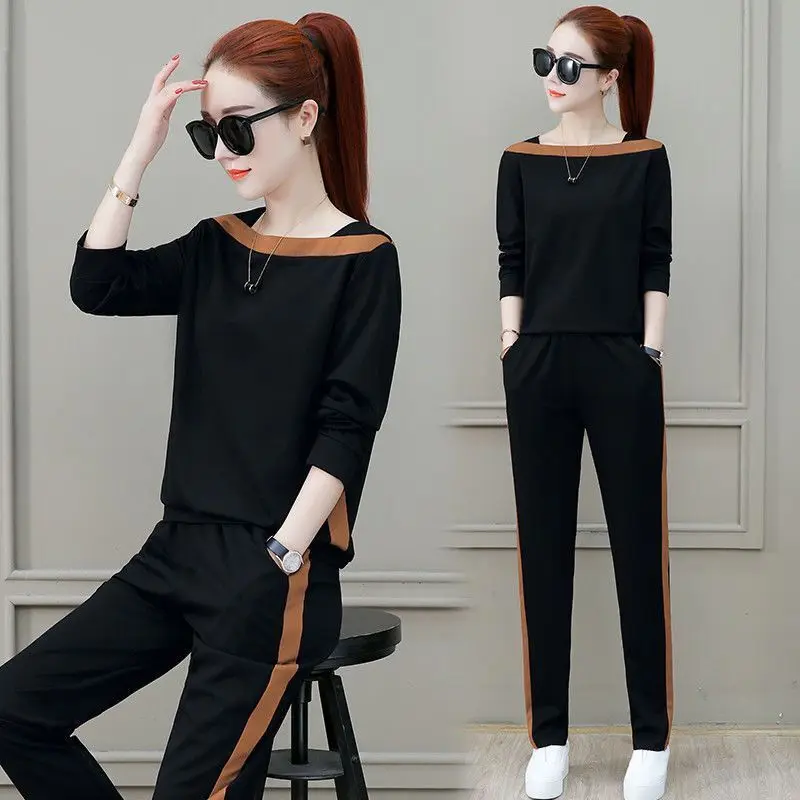 Spring and Autumn 2022 New Korean Long Sleeve Casual Sports Suit Western Relaxed Slim Pants Elegant Women's Two Piece Set