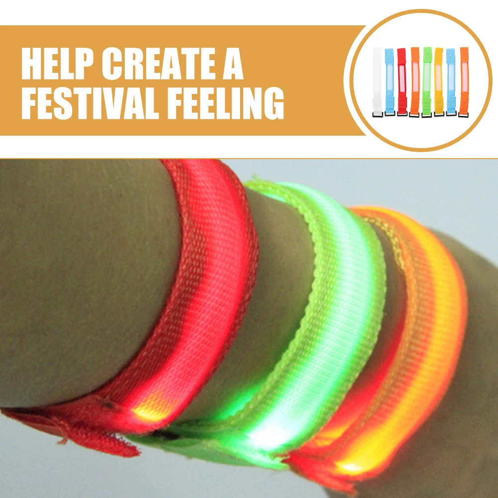 

8 Pcs Luminous Wrist Strap Glow Bracelets Bands to Weave for Events Nylon Wristbands Festival Light up Accessories Night Run