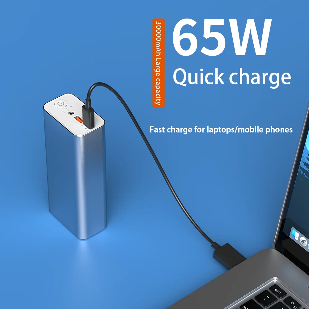 30000mAh Power Bank PD 65W Fast Charging 12V/4A DC Output Powerbank External Battery for Laptop iPhone 16 Xiaomi Huawei Notebook