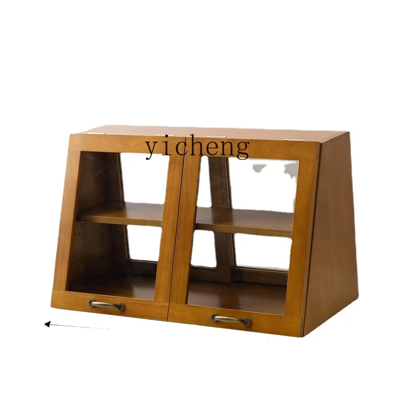 XC Japanese Style Sideboard Cabinet Solid Wood Desktop Storage Cabinet Kitchen Cabinet Countertop Dining Table Shelf