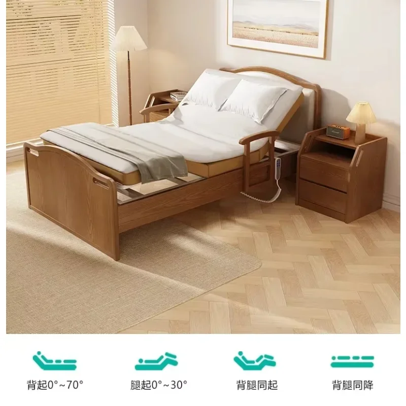 Home care bed, fully automatic remote control care bed with handrails