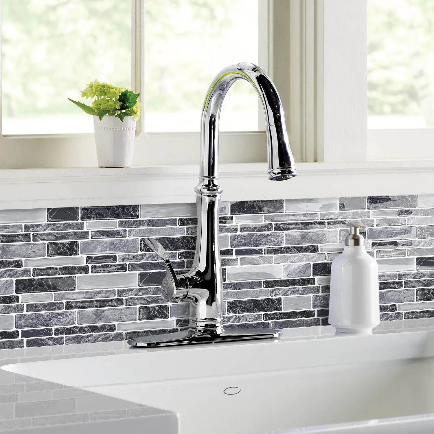 

3D Peel and Stick Wall Tiles Self Adhesive Kitchen Backsplash Bathroom Stick on Wall Sticker 8/16/32 Pcs