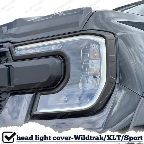 Для Ford Ranger T9 2023-2026 Wildtrak: Накладка на фару, накладка на дверную ручку, крышка топливного бака, комплект внешних аксессуаров в матово-черном цвете.