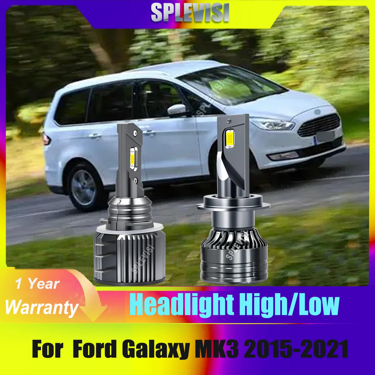 

H15 H7 LED Headlights Hi Low Beam 360W/Pair No Error & Double Heat Dissipation For Ford Galaxy Mk3 2015 2016 2017 2018 2019-2021