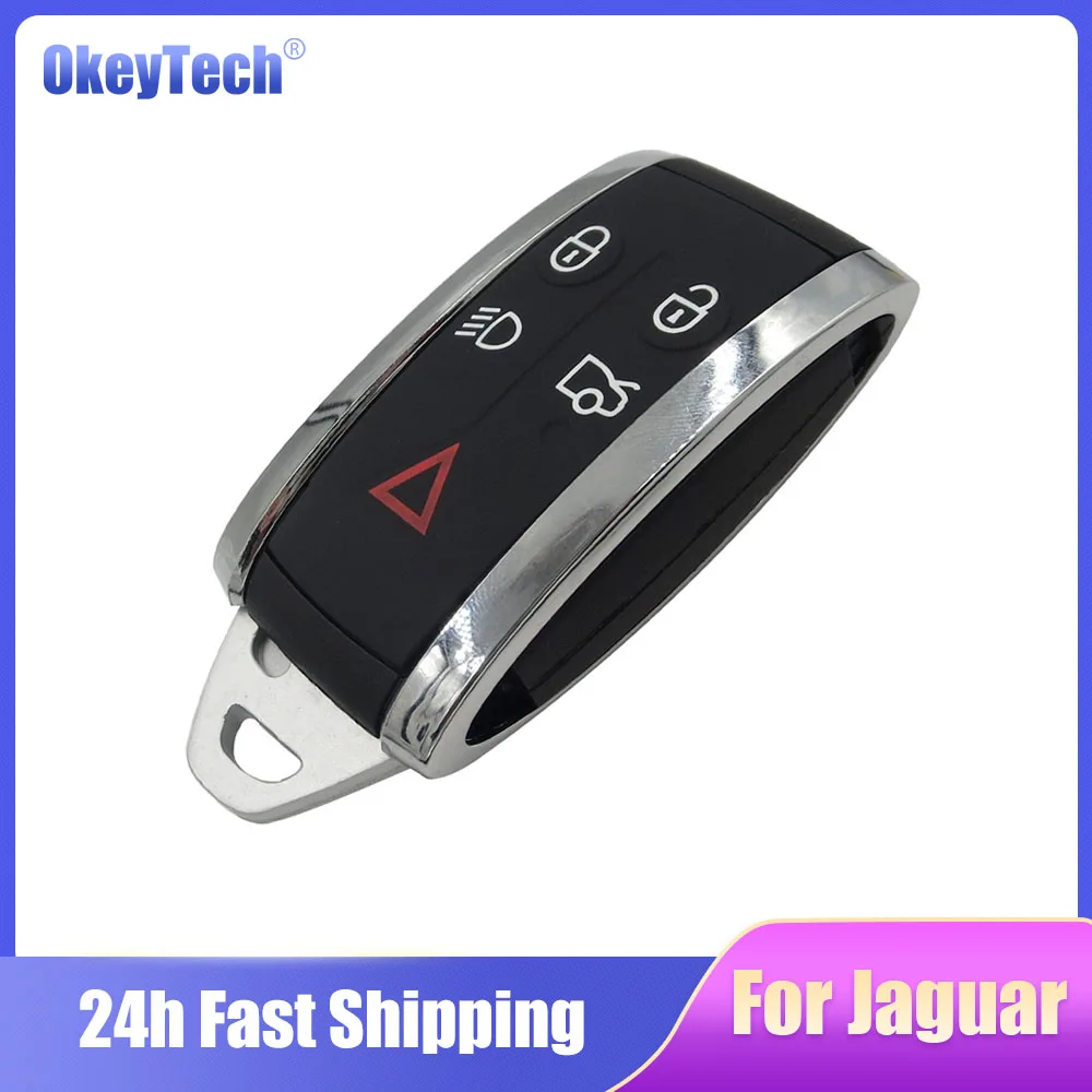 Okeytech High Quality 5 Buttons Smart Card Car Remote Control Key Shell Case Replacement Fob For Jaguar X XF XK XKR Insert Blade