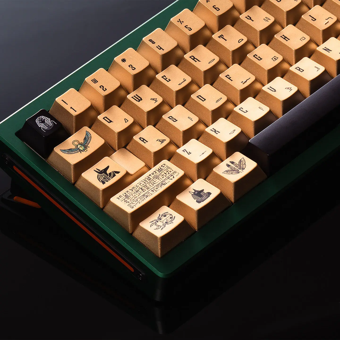 Egyptian theme black gold keycap metal texture matte PBT hot sublimation original mechanical keyboard