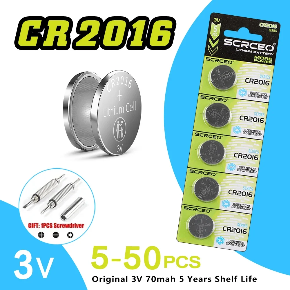 5PCS-50PCS CR2016 DL2016 ECR2016 GPCR2016 1.5V Lithium Manganese Dioxide Button Battery, Suitable for Calculators, Watches