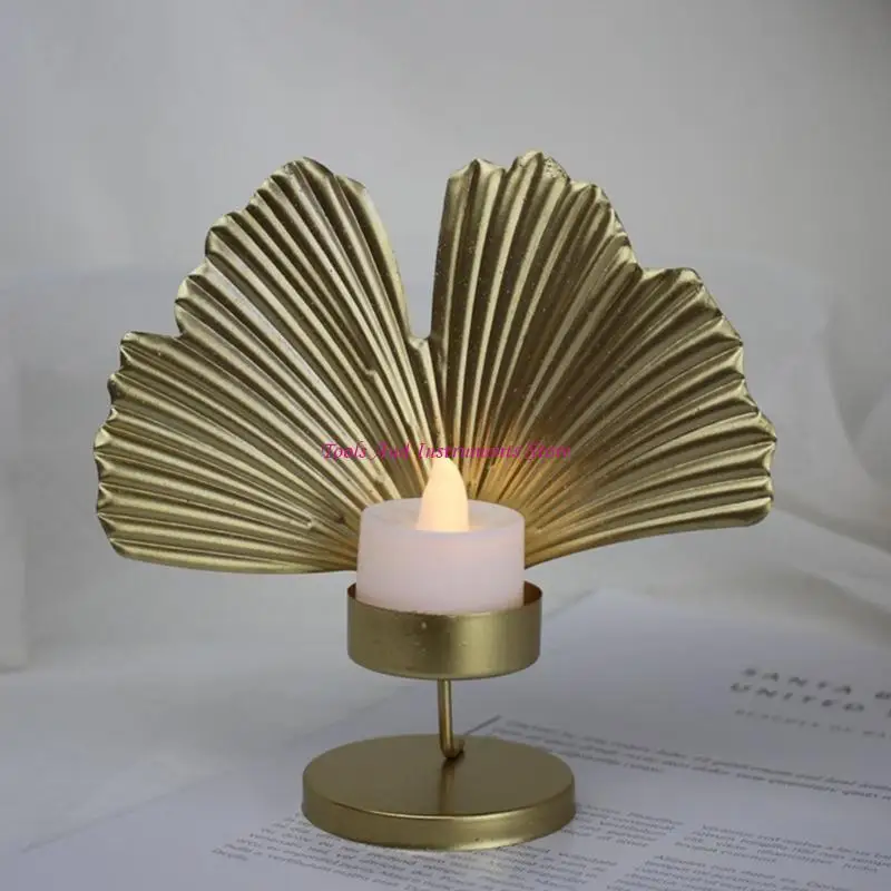 Nordic Leaf Holder Iron Candlestick Desktop Ornamen Ruang Tidur Kamar Tidur C7AC