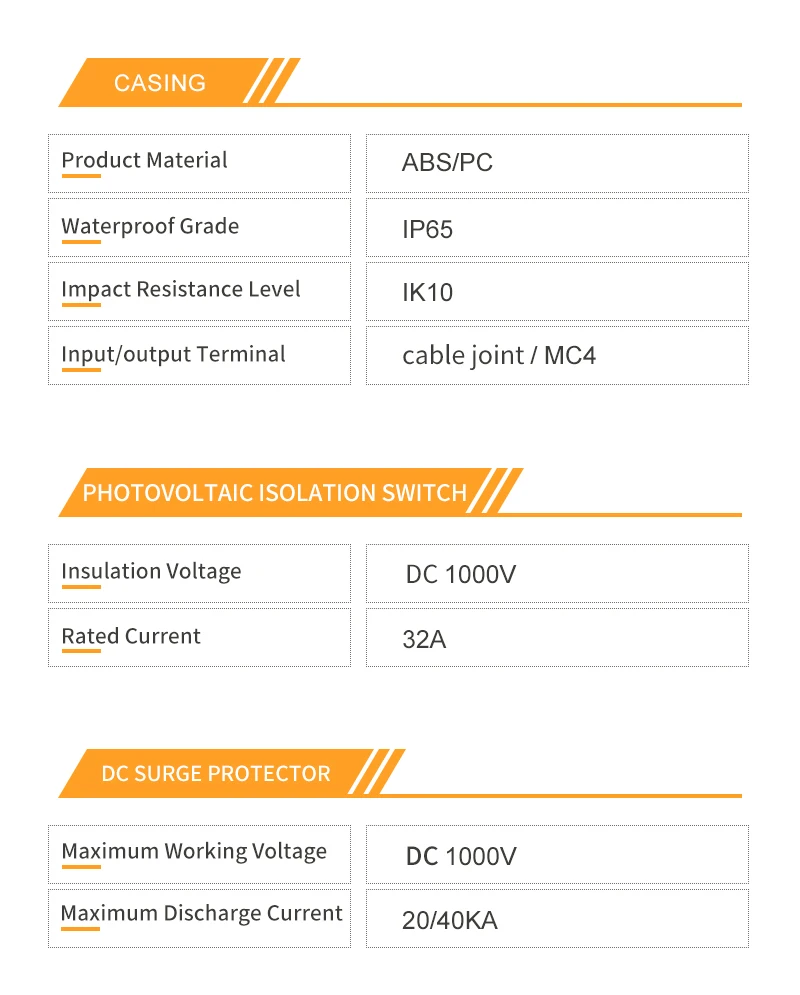 DC 1000V 1 Eingang 1 Ausgang Solar Photovoltaik PV Combiner Box mit Überspannungs- und Blitzschutz DC-Sicherung MCB SPD Wasserdichte Box IP65 – Detail 4