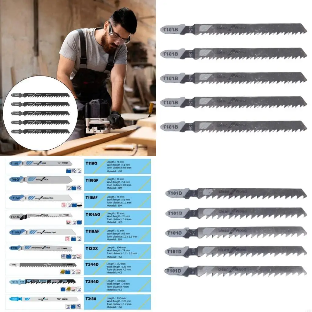 

Набор инструментов для резки лобзика с Т-образным хвостовиком, подходит для резки дерева, пластика, алюминия, металла и других