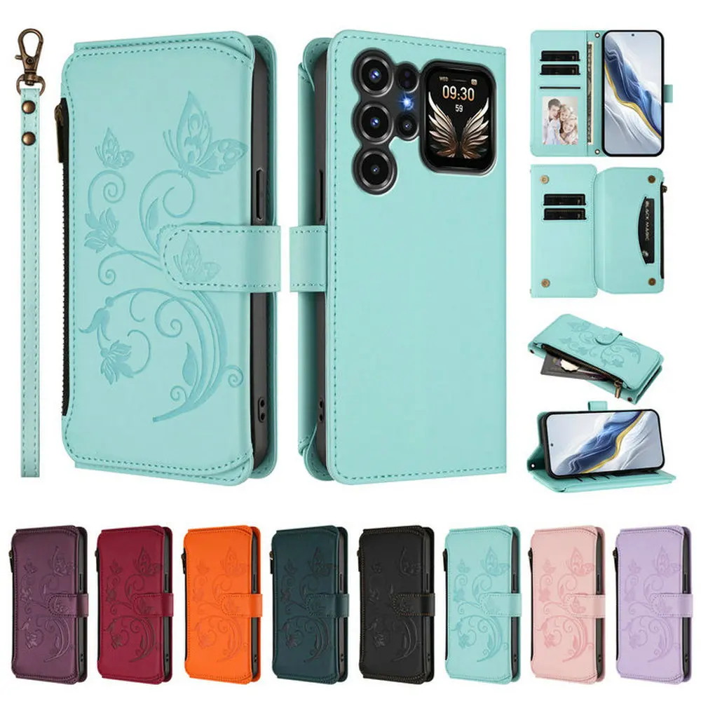 Flip-Hülle für Oukitel C68 Plus, Umhängetasche mit Reißverschluss, Leder-Brieftaschenhülle für Oukitel C58 C59 C62 C65 Pro C26 C61 C68 C69 C17 Funda