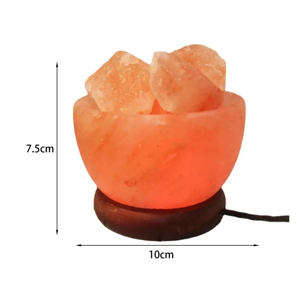 Great Bedside Lamp Eye-catching Illumination Compact Color Changing Natural Salt Lamp with Wooden Base