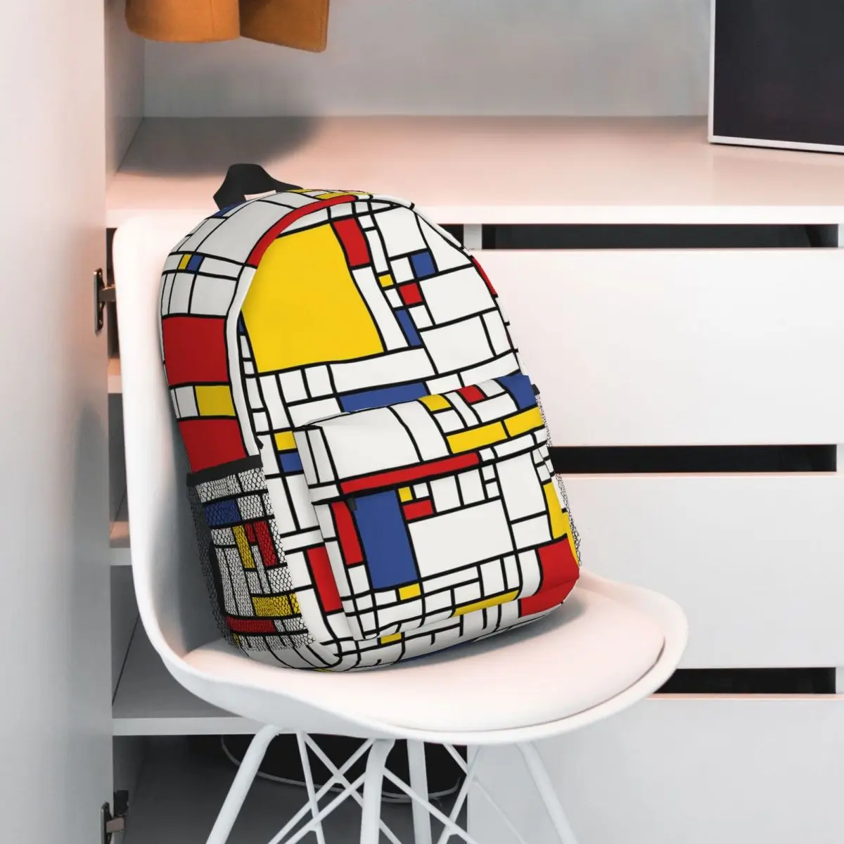 Piet mondrian mochilas para meninos e meninas, mochila escolar com design dos desenhos animados, bolsa para laptop, grande capacidade