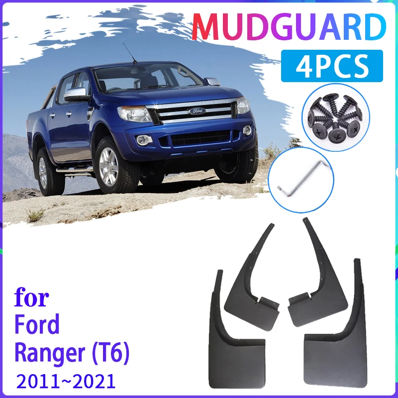 4 PCS Car Mud Flaps  for Ford Ranger T6 2011~2021 2012 2013 2020 2021 Mudguard Splash Guards Fender Mudflaps Auto Accessories