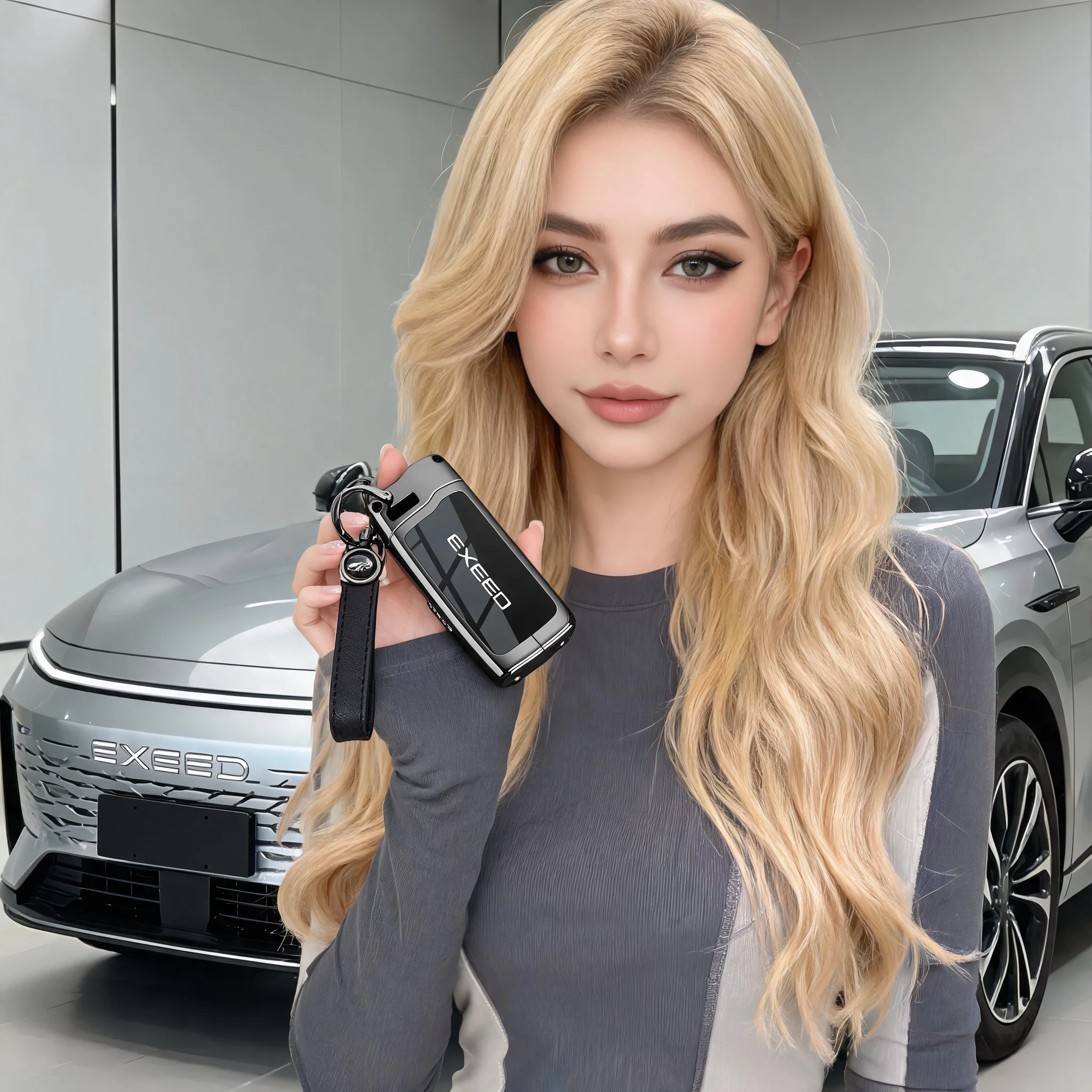 Чехол-держатель для ключей из цинкового сплава и кожи для Geely Galaxy EX5, E5, L6, L7, EMI NO.1, Proton e.MAS 7, 5, E8, Starry 8