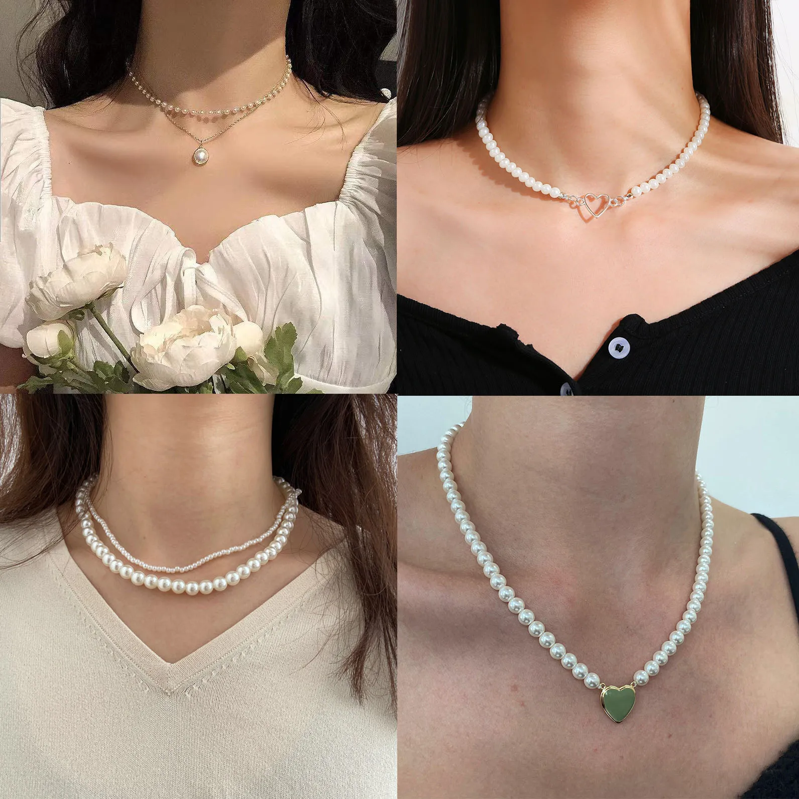 Nueva moda aleaciรณn de Color dorado lindo elegante perlas mariposa rosa blanco colgante collar para mujer joyerรญa de moda Dropship