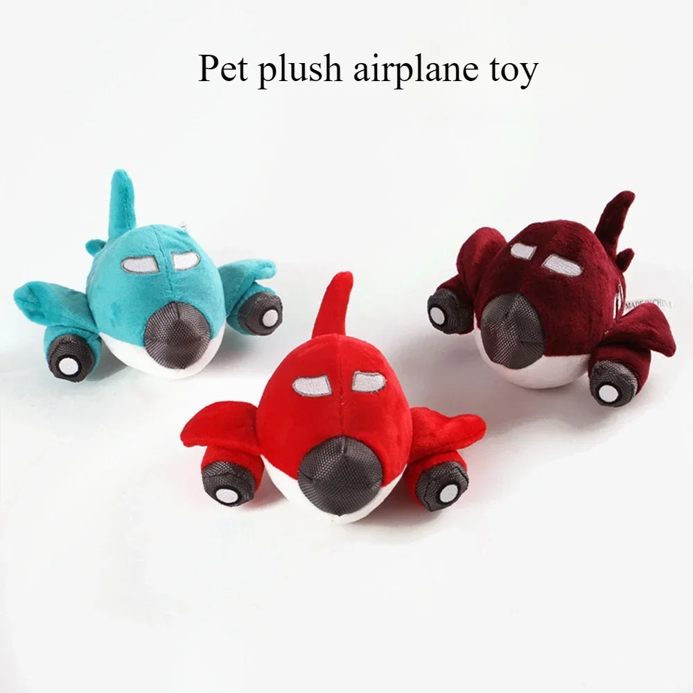 Pet Plush Toy Airplane Shaped Grinding Teet Bite Resistant Sound Gnawing Toy Supplies