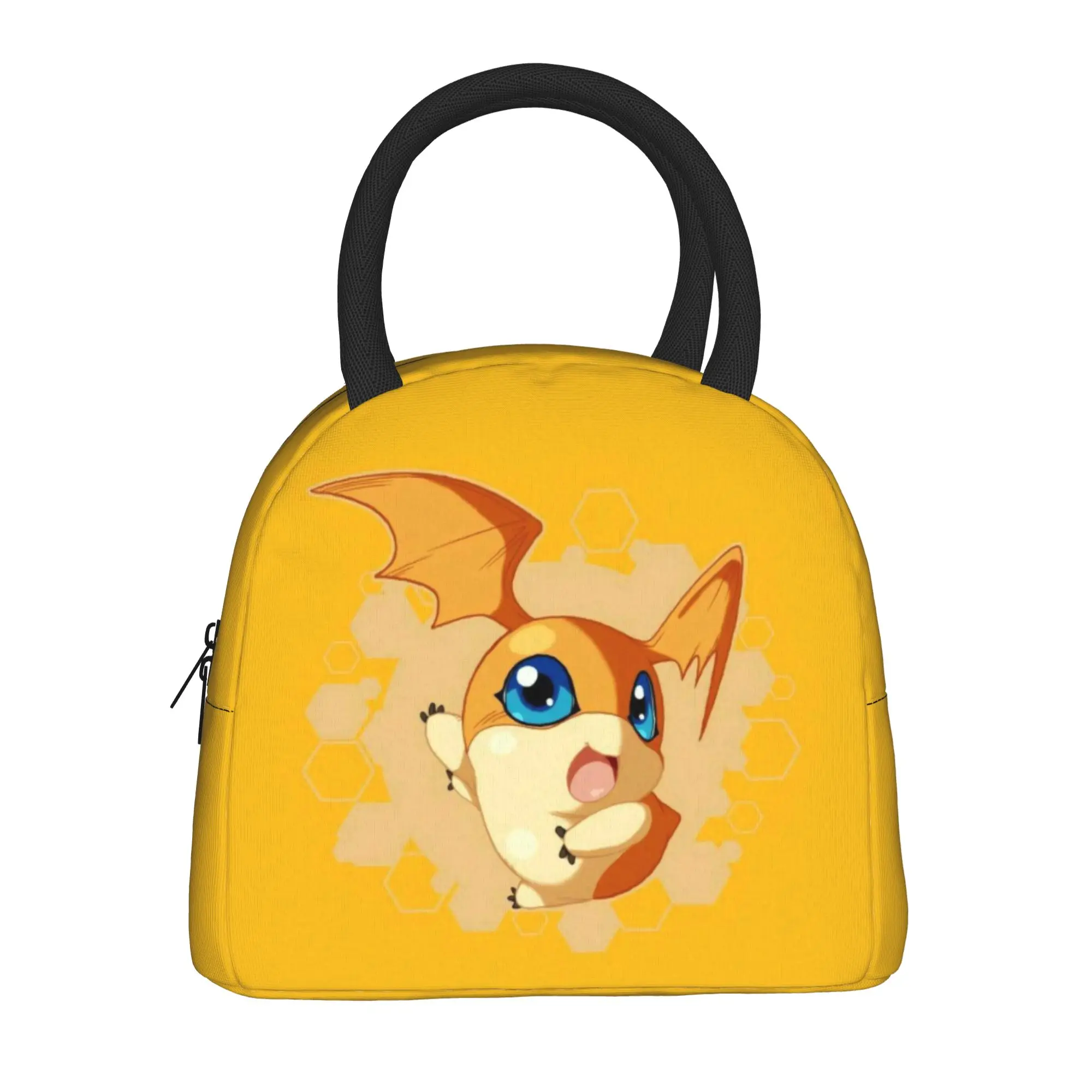 Temporada de regreso a clases, bolsa portátil para comida Digimon Patamon (2), bolsa de almuerzo clásica vintage a prueba de fugas