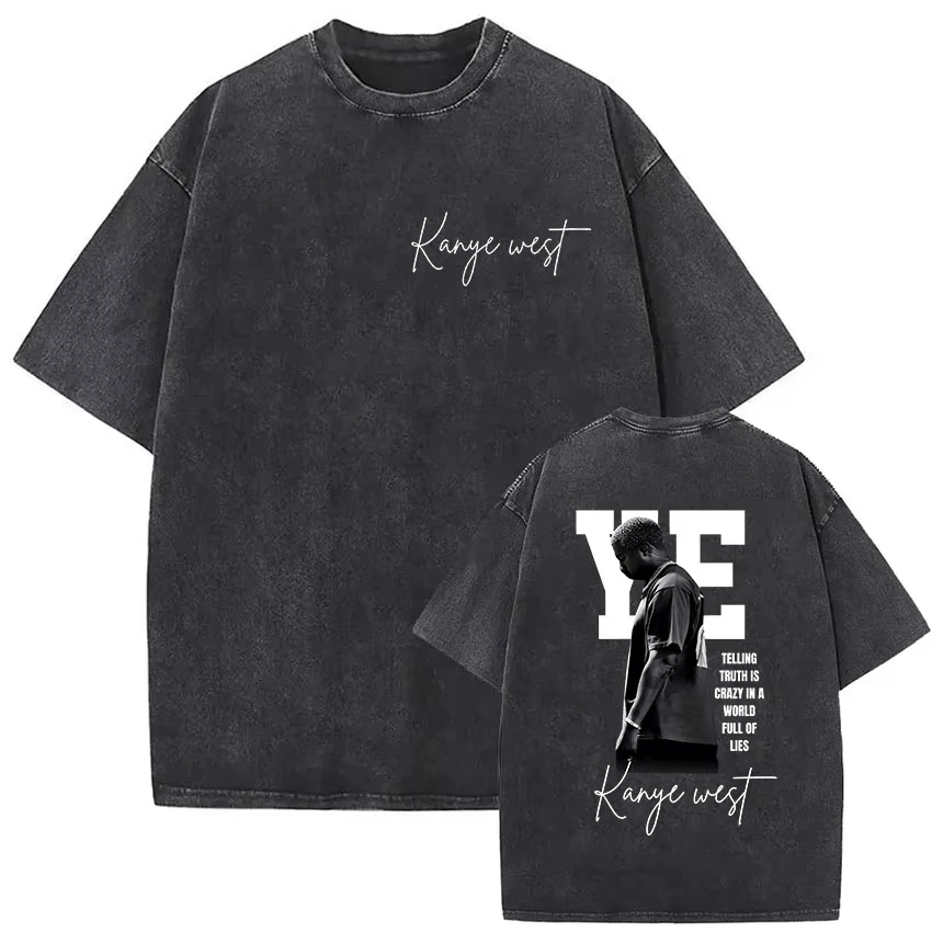 Kanye West Ye Bully Album 2026 Graphic Vintage Washed Double Sided 2026 Print T Shirts Men Women's Harajuku Short Sleeve T-shirt