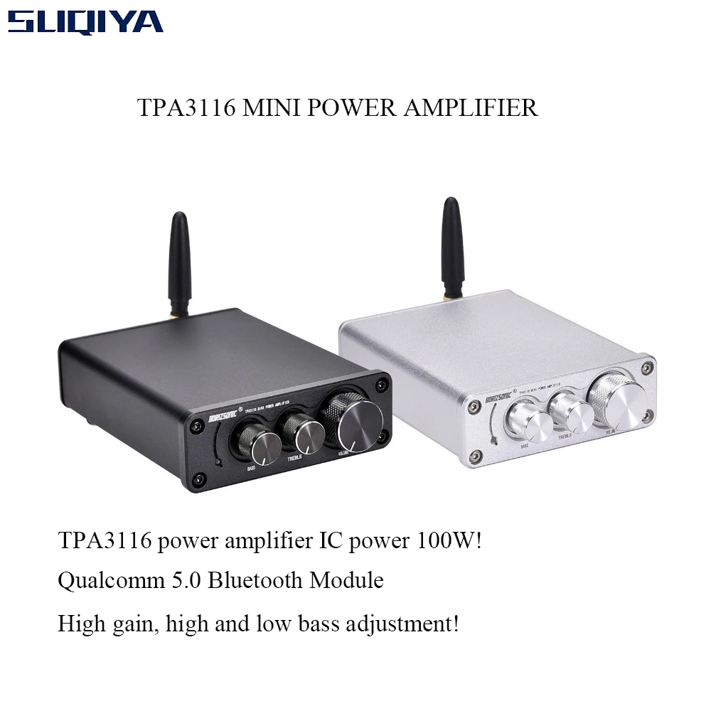 

SUQIYA-Tpa3116 2.0 Class D Mini Digital Power Amplifier With Tone Control Bluetooth 5.0 Maximum Output Power 50w*2