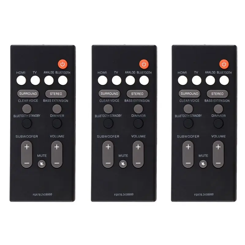 A33T 3X Remote Control FSR78 ZV28960 for YAS-106 YAS-207 ATS-1060 Soundbar, Bluetooth Soundbar System, Black