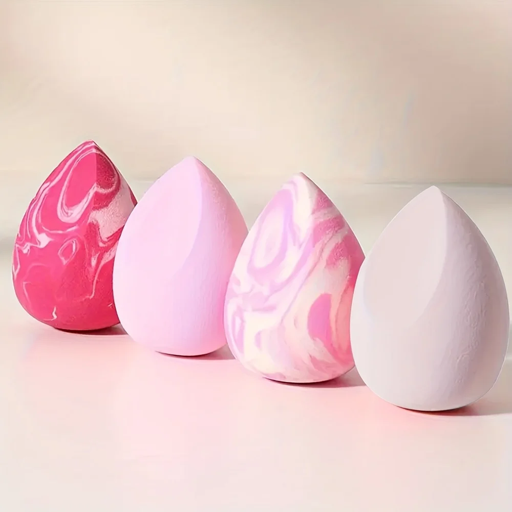 4pcs Light-Colored Soft Makeup Sponge Set - Multifunctional Wet and Dry Use, Perfect Suitable for Liquid, Cream, and Foundation - Water-Drop Design, Hypoallergenic Hydrophilic Polyurethane