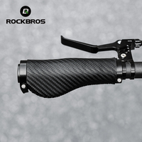 ROCKBROS Cycling Grips PU Leather Aluminum Alloy MTB Mountain Bike Handlebar Grips Locked Shockproof Anti-slip Cycling Grips