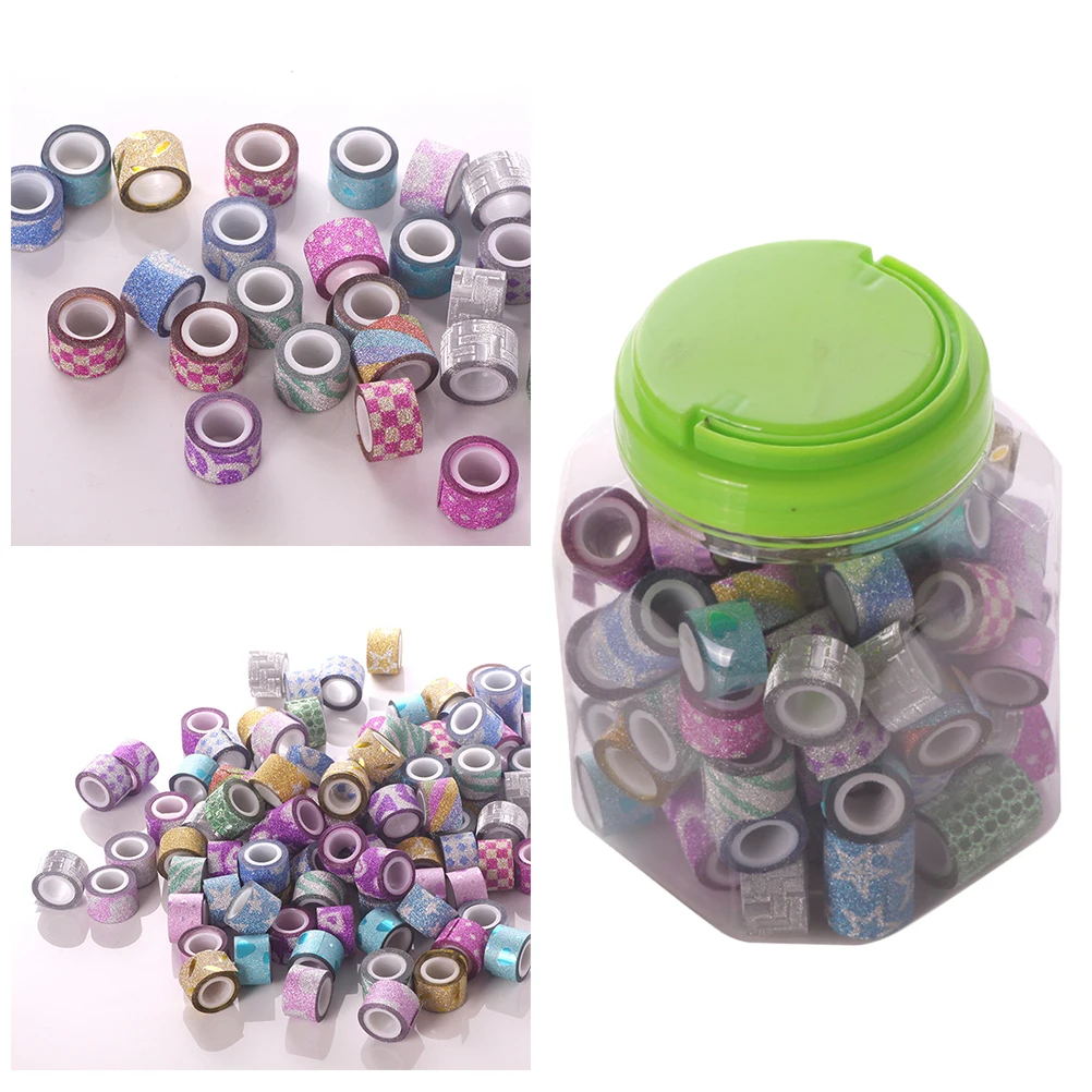 

90 Pcs Glitter Paper Diy Tape Decorative DIY Adhesive Scrapbook Masking Paper Decoration Packaging Masking Tape Gift