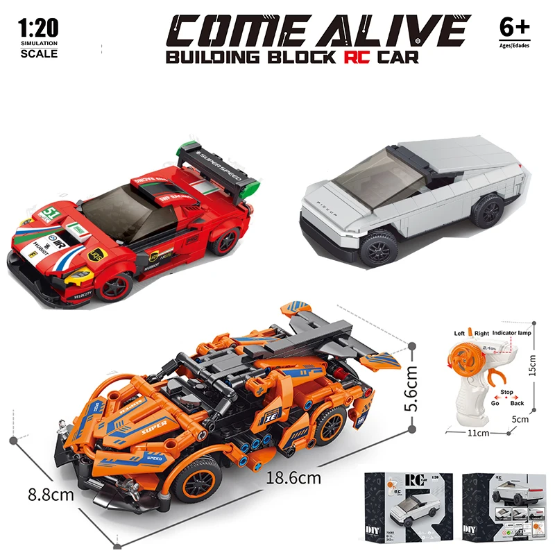 Carro de Controle Remoto 2.4G, Blocos de Construção Técnicos, Modelo MOC, Veículo Supercarro de Corrida, Brinquedos para Crianças e Adultos, Presentes de Aniversário