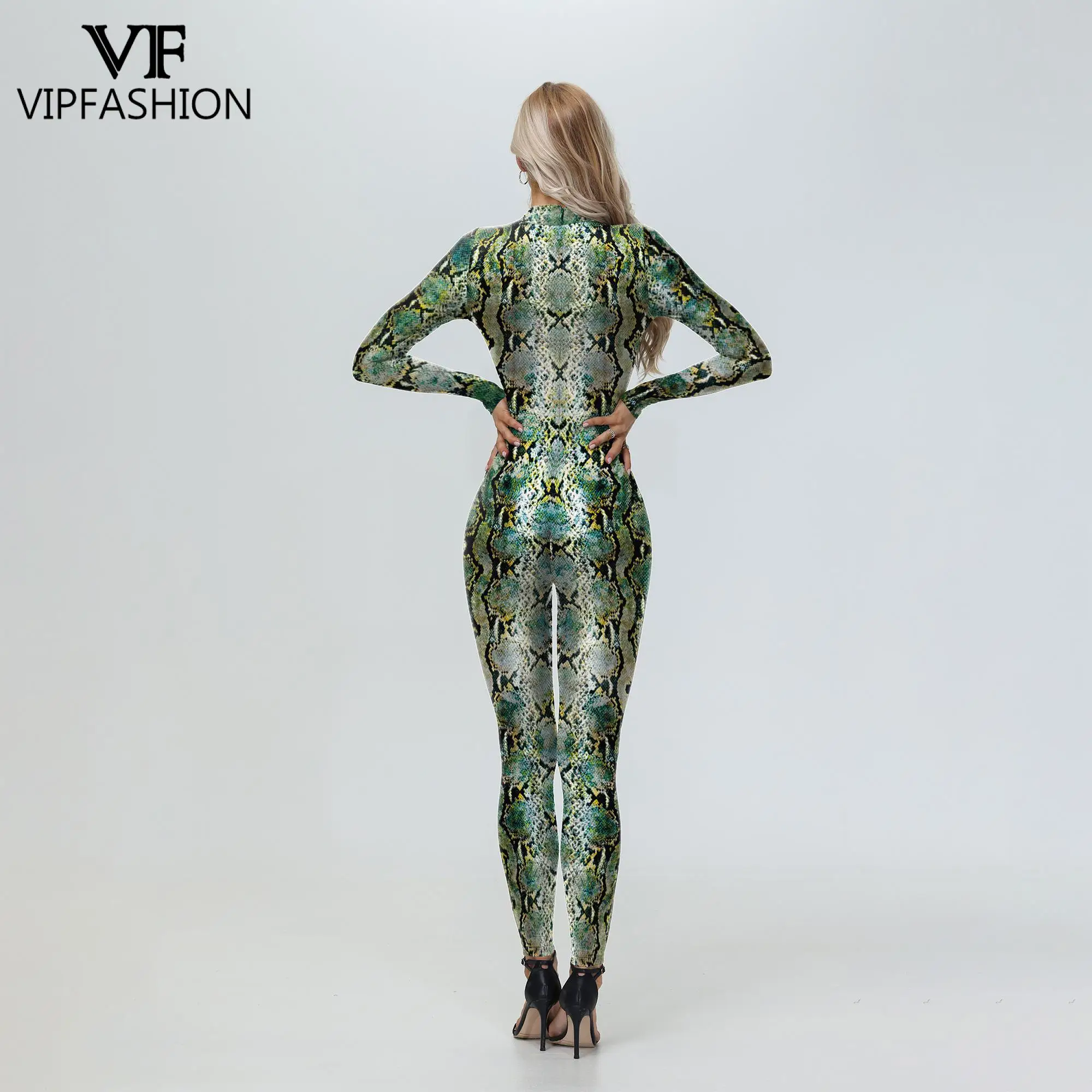 VIP FASHION Snake Costume for Woman Halloween Bodysuit Carnival Animal Disguise Suit Fancy Party Jumpsuit Lady Fashion Catsuit