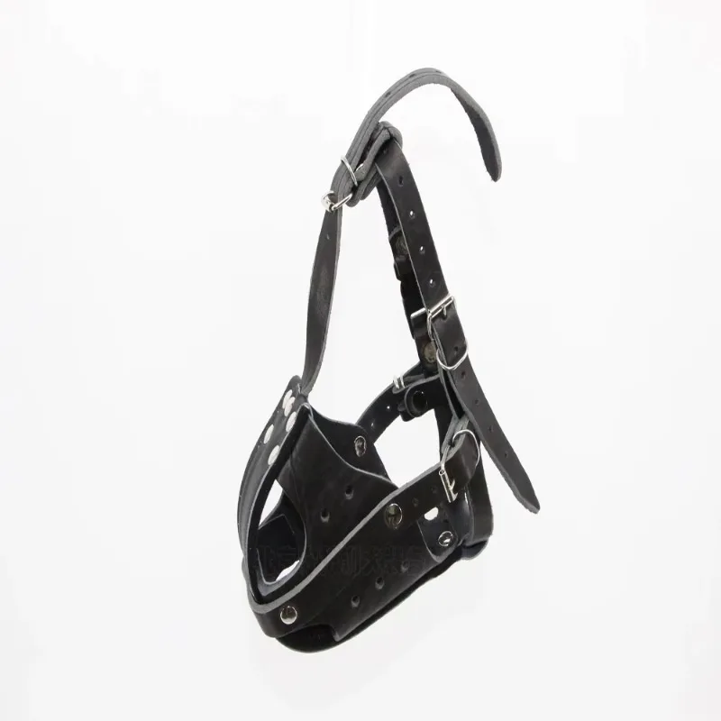 

Relieve Bulldog Impact Leather Metal Big Dog Muzzle Trainer Muzzle