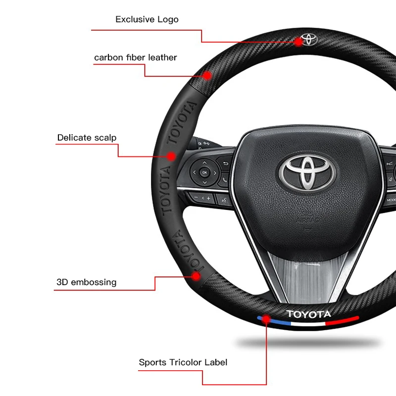 ألياف الكربون غطاء عجلة توجيه سيارة عدم الانزلاق اكسسوارات لتويوتا 86 ميراي سوبرا برادو ألارد كراون Vellfire سيكويا فينزا
