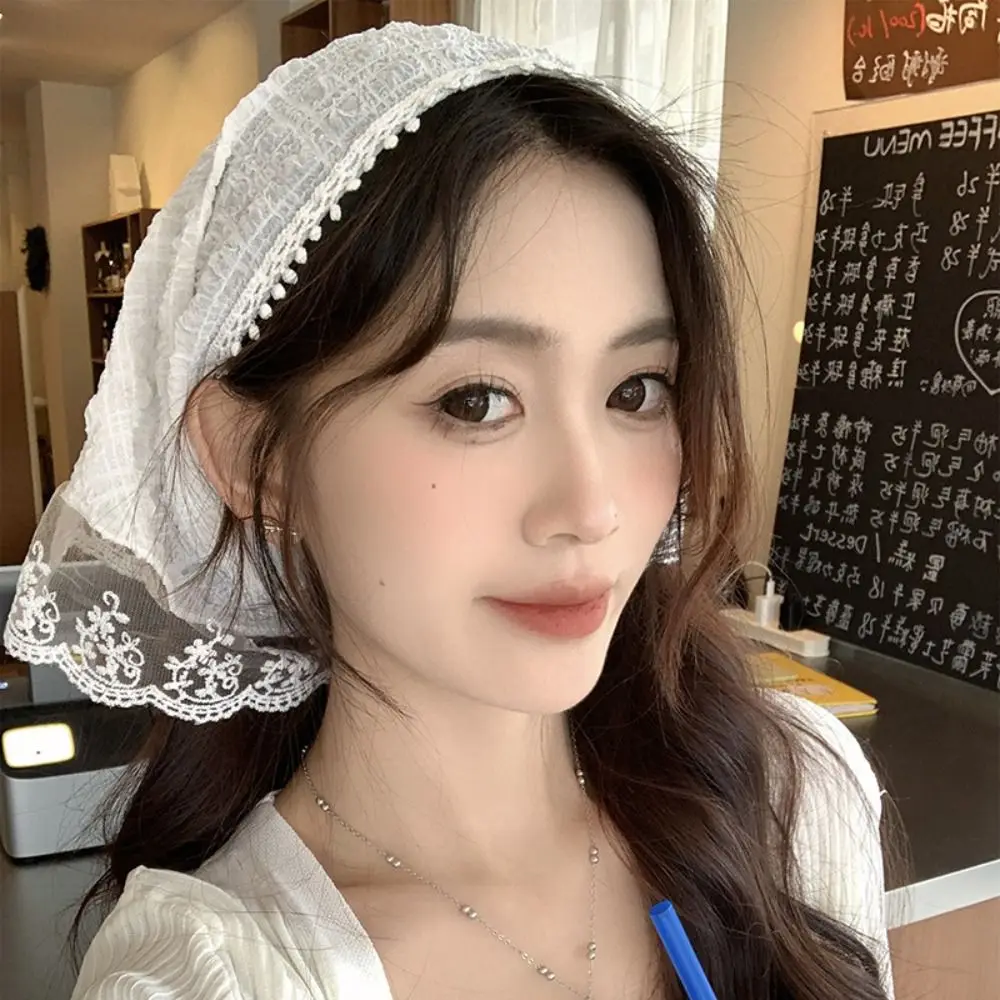 

Sweet Gentle Lace Hair Scarf Triangular French Style Headscarf Photo Hair Accessories Hair Band Strap Women Girls