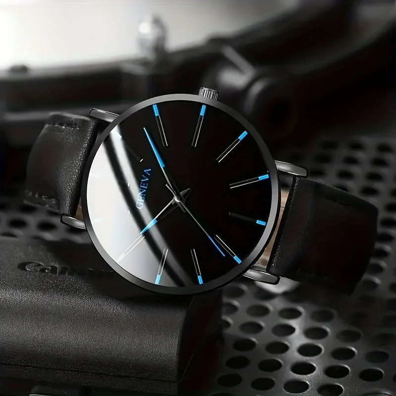 Conjunto de relógio de quartzo esportivo e empresarial elegante masculino de 3 peças com pulseira e colar vintage combinando – durável, versátil