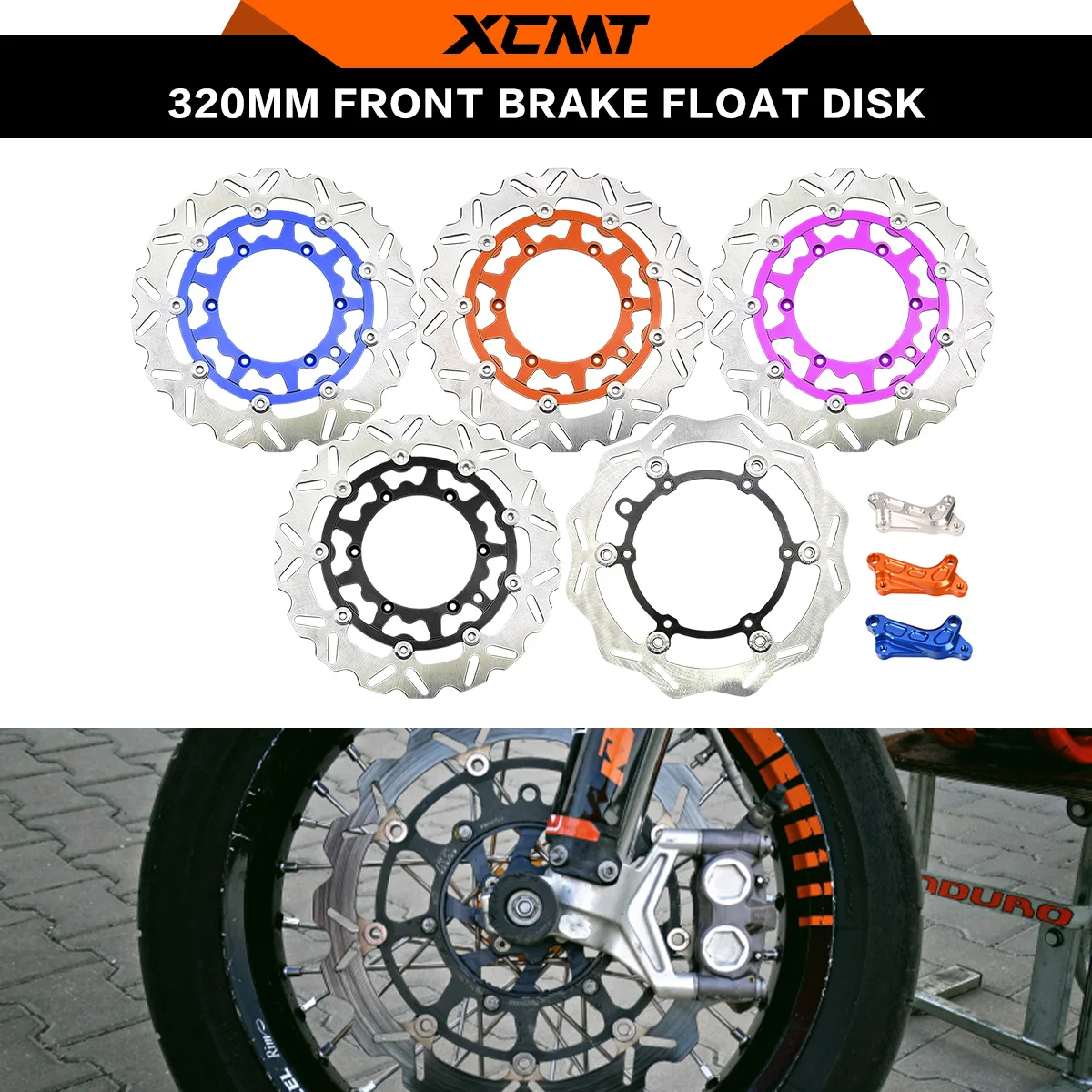 Motorcycle 320MM 260MM Front Brake Discs Rotors Brake Caliper Adaptor Bracket For KTM XC XCF XCW SX SXF EXC EXCF TPI Six Days