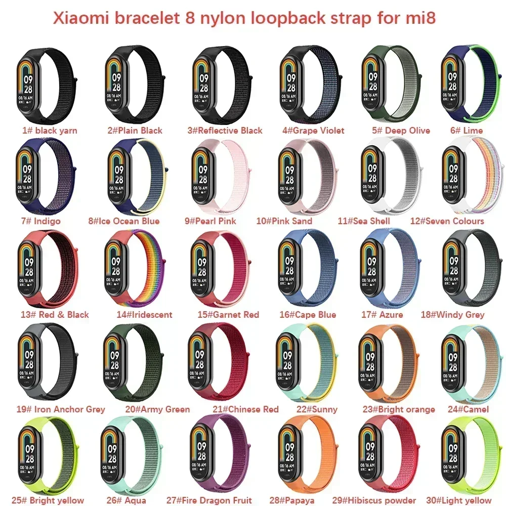 Laço de náilon para xiaomi mi banda 9 8 cinta 8 nfc smartwatch pulseira correa substituição esporte pulsera para miband 8 pulseira correa