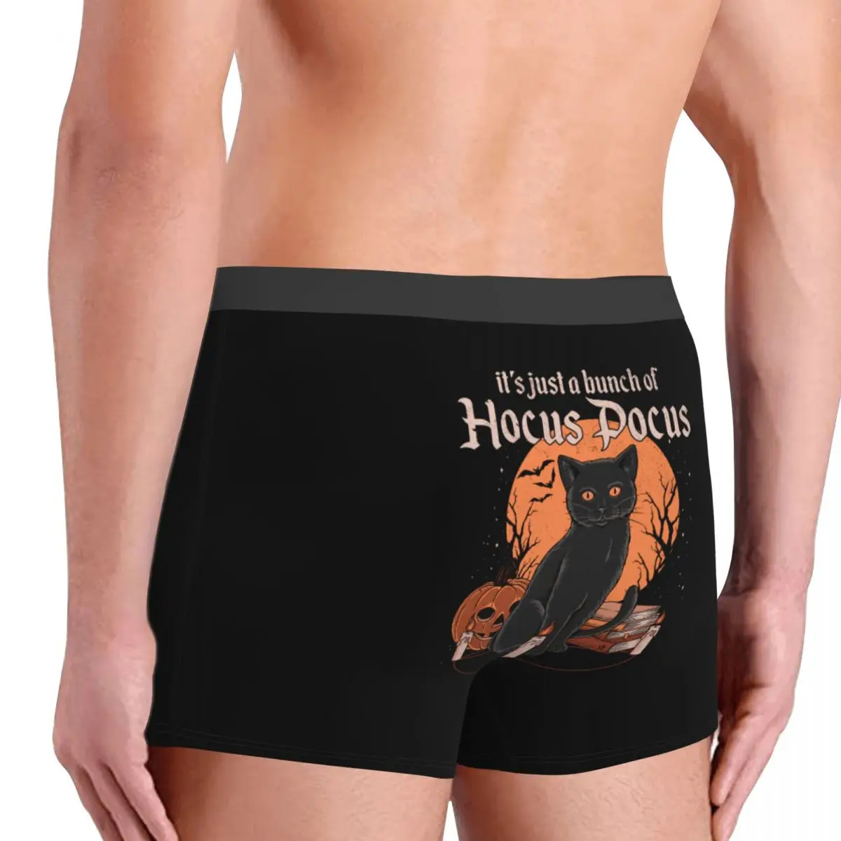 مخصص الذكور مجموعة من Hocus Pocus الرجال الملابس الداخلية هالوين السحر الأسود القط سراويل داخلية للرجال تنفس السراويل سراويل داخلية