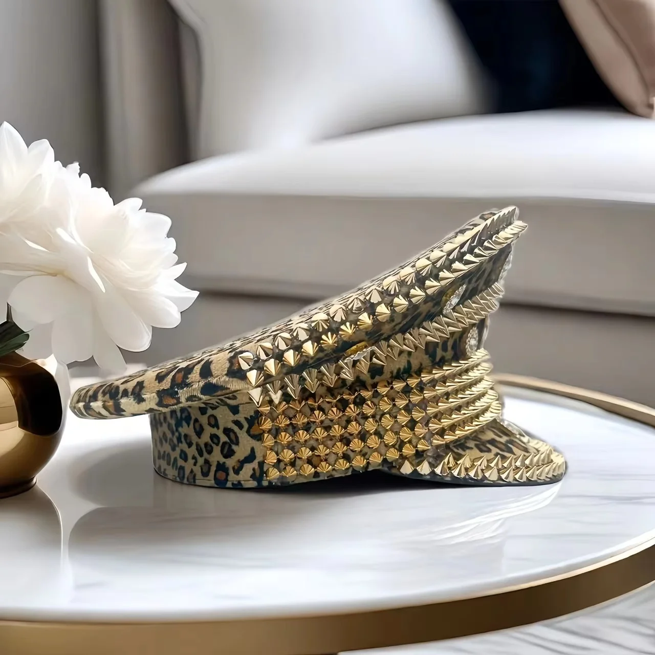 Kapelusz Halloweenowy HongLuan Leopard, Kapitańskie Kapelusze z Cyrkoniami na Festiwal Burning Man dla Kobiet, Akcesoria do Cosplayu dla Kobiet